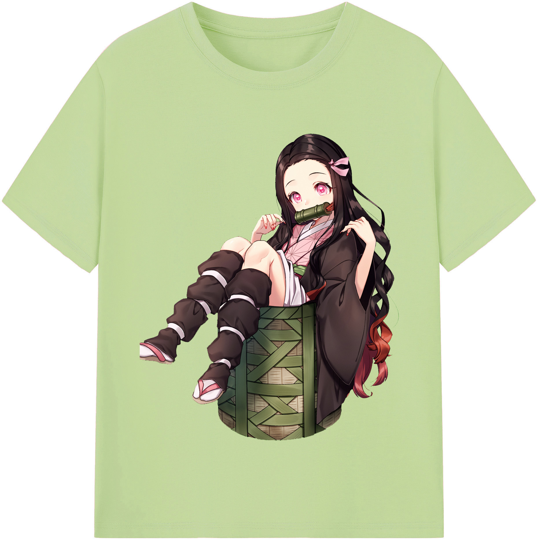 （画像用） 鬼滅の刃（きめつのやいば）竈門 禰󠄀豆子／かまど ねずこ Kamado Nezuko 綿100％半袖Tシャツ（フロントプリント）